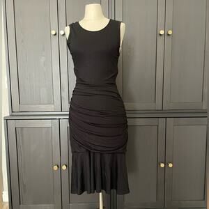 Diane Von Furstenberg Black Ruched Dress Size Small